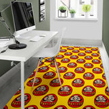 Daruma Japanese Wooden Doll Yellow Background Area Rug