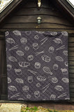 Sushi Pattern Black Background Premium Quilt