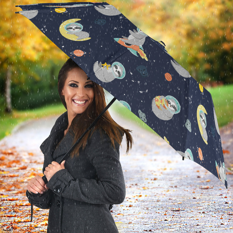 Cute Sloth Astronaut Star Planet Rocket Pattern Umbrella