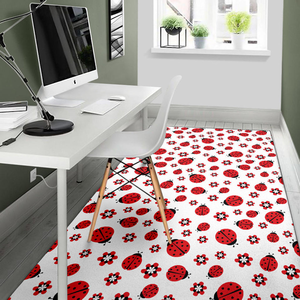 Ladybug Pattern Print Design 04 Area Rug