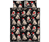 Christmas Pugs Santa_s red cap pattern Quilt Bed Set