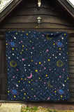Space Pattern With Planets, Comets, Constellations And Stars Premium Quilt