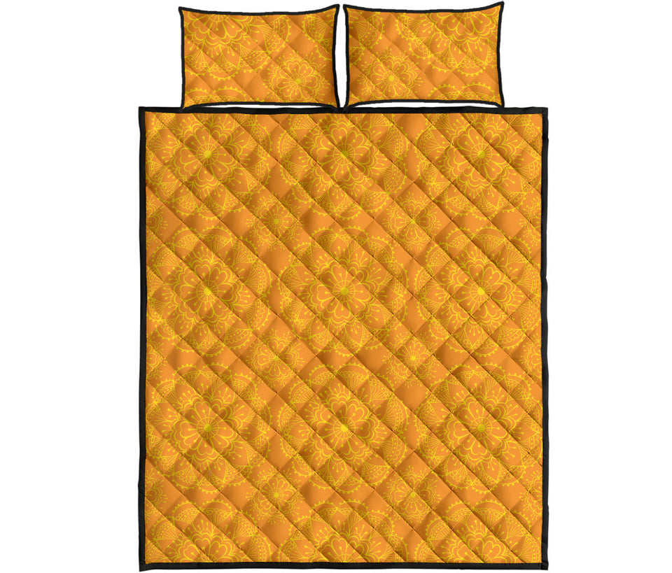 Orange traditional indian element pattern Quilt Bed Set