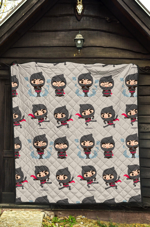 Cute Ninja Pattern Premium Quilt