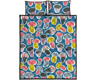 Colorful mushroom design pattern Quilt Bed Set
