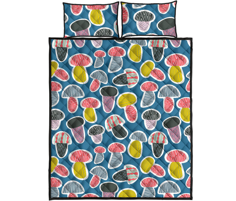 Colorful mushroom design pattern Quilt Bed Set