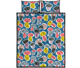 Colorful mushroom design pattern Quilt Bed Set