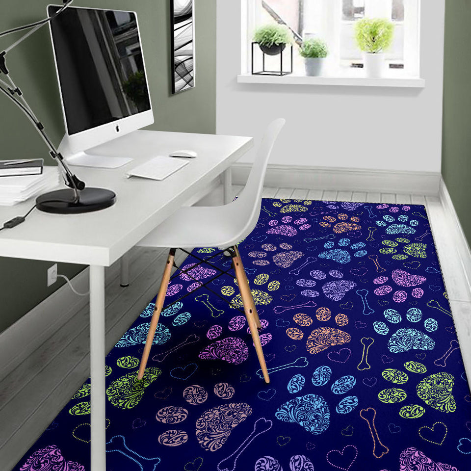 Dog Paws Pattern Print Design 02 Area Rug