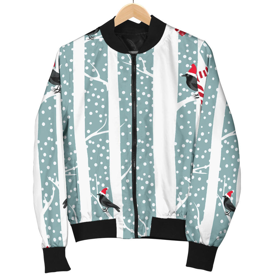 Crows Christmas Hat Scarf Women'S Bomber Jacket