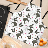 Boston Terrier Dog Hearts Vector Pattern Adjustable Apron