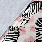 Zebra Pink Flower Background Premium Blanket