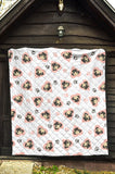 Cute Pugs Pink Heart Paw Pattern Premium Quilt