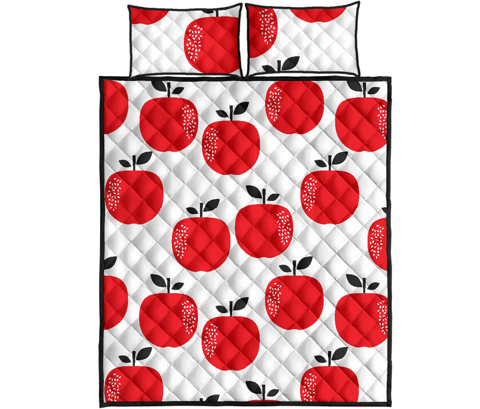 red apples white background Quilt Bed Set