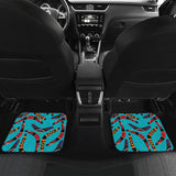 Boomerang Australian Aboriginal Ornament Blue Background Front And Back Car Mats
