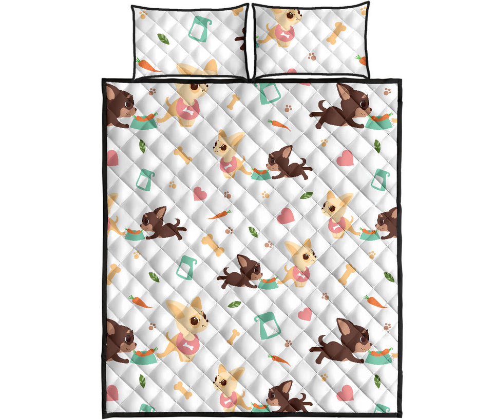 Cute Chihuahua puppie pattern Quilt Bed Set