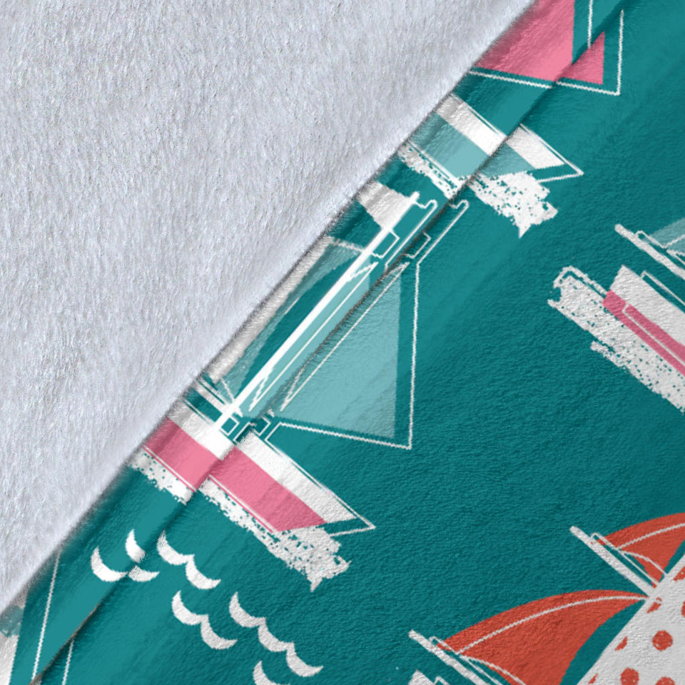 Cute Sailboat Pattern Premium Blanket