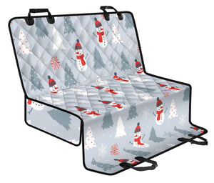 Snowman Christmas  Tree Snow Gray Background Dog Car Seat Covers