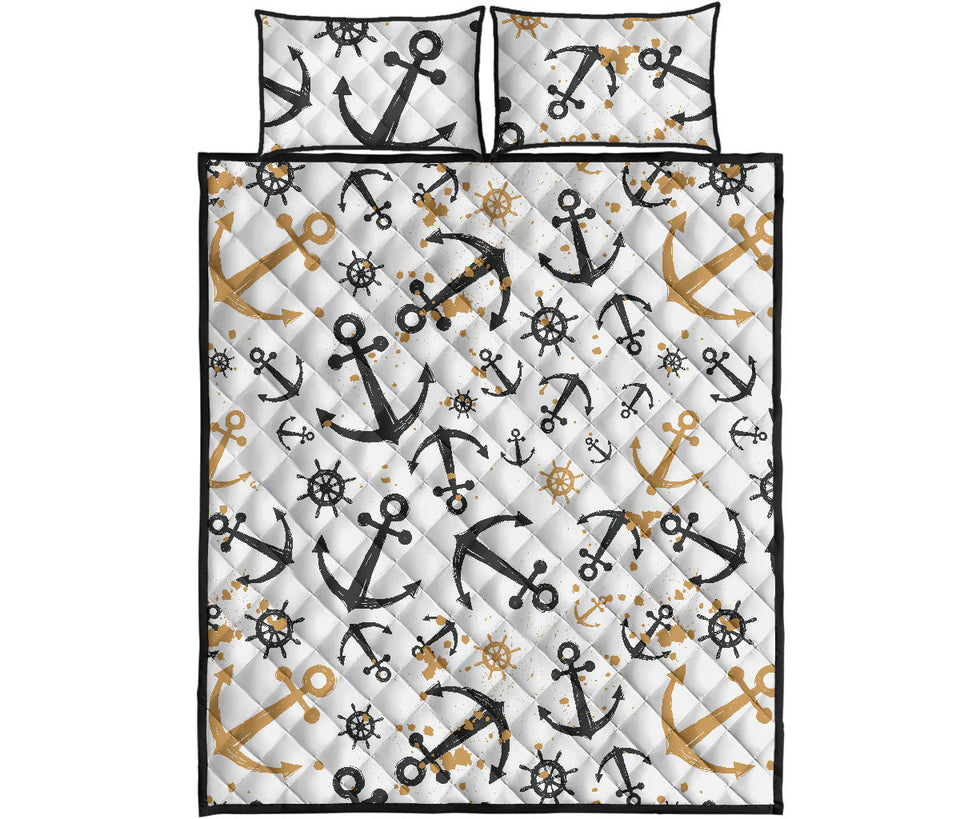 Anchors Rudders pattern Quilt Bed Set