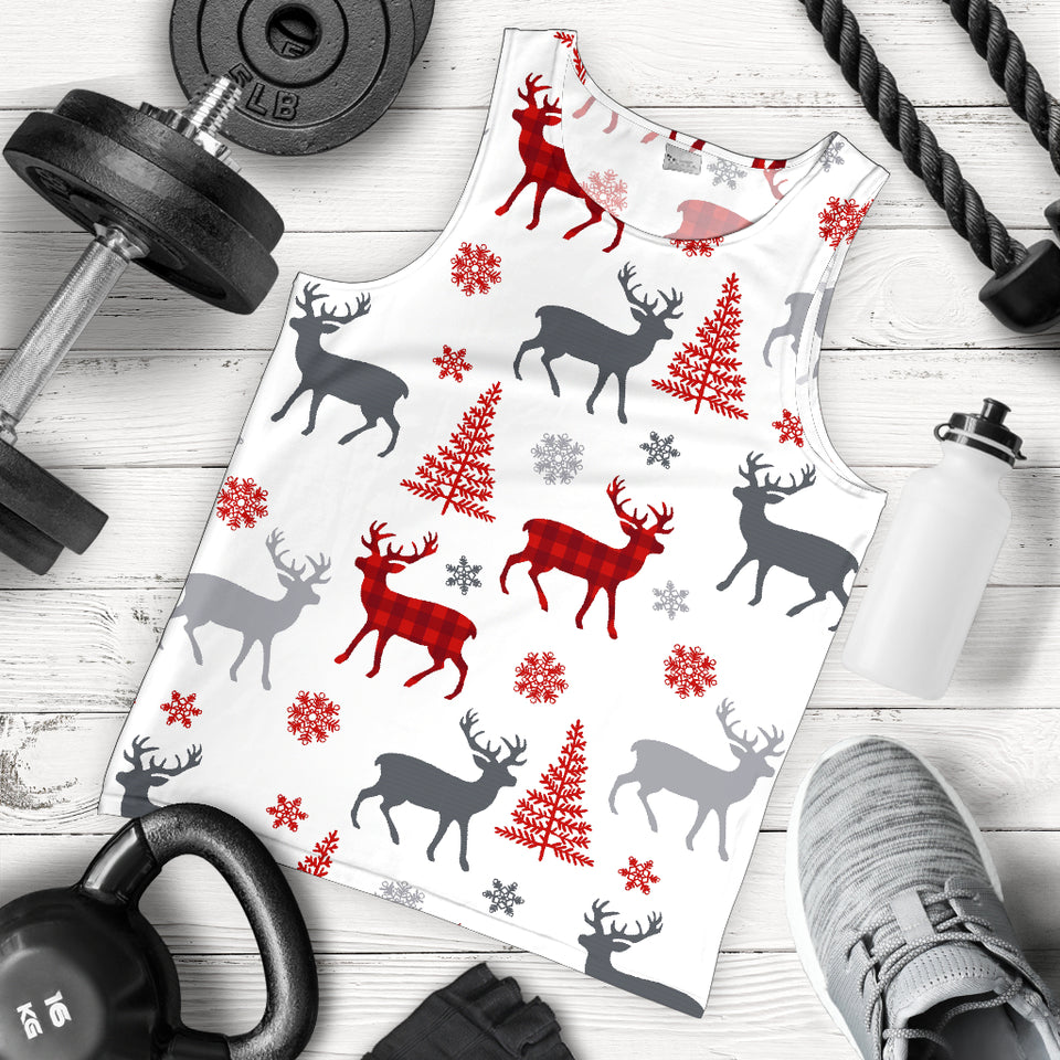 Deer tree snowflakes chrismas pattern Men Tank Top