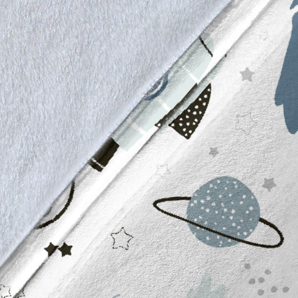 Hand Drawn Space Elements Space Rocket Star Planet Space Probe Premium Blanket