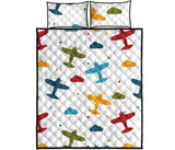 Airplane star cloud colorful Quilt Bed Set