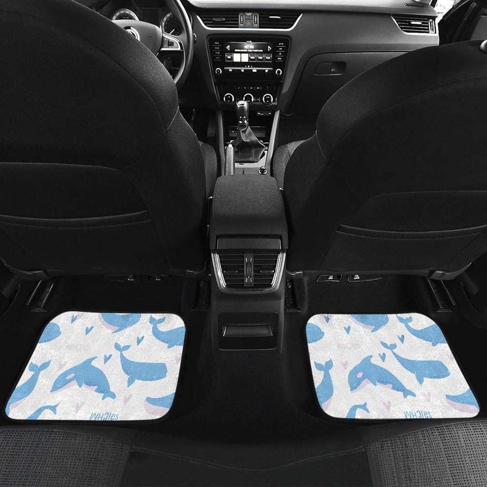 Blue Whale Pattern Front And Back Car Mats