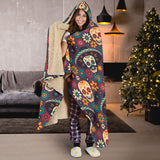 Sugar Skulls Flower Maxican Pattern Hooded Blanket