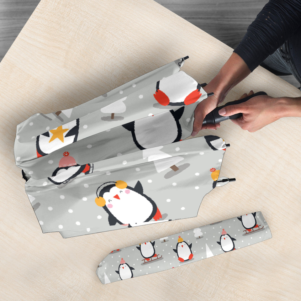 Cute Penguin Christmas Pattern Umbrella