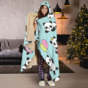 Cute Baby Panda Pattern Hooded Blanket