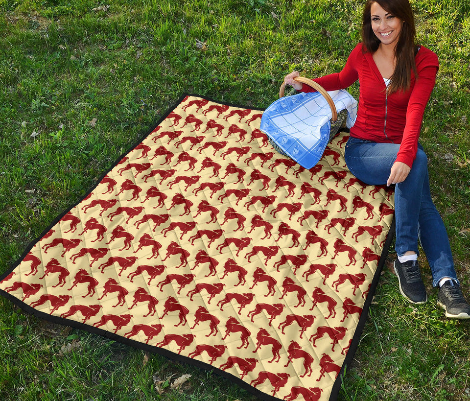 Greyhound Pattern Print Design 04 Premium Quilt