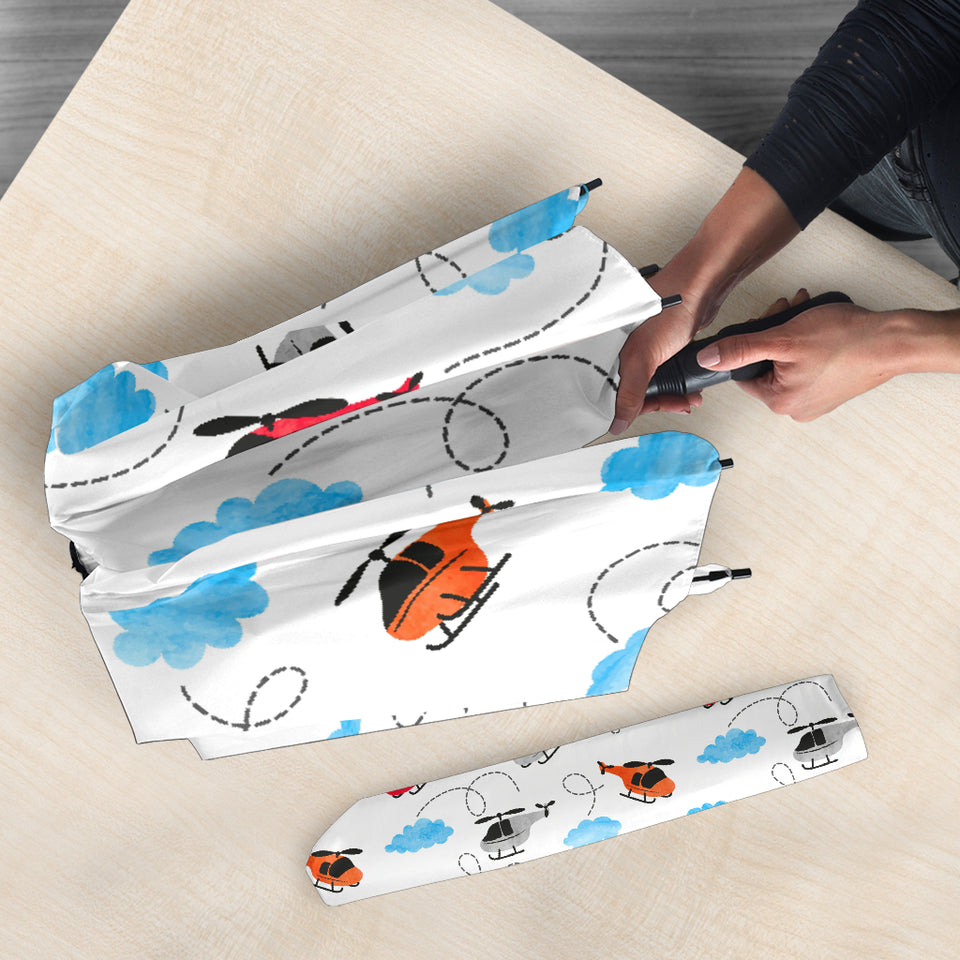 Watercolor Helicopter Cloud Pattern Umbrella