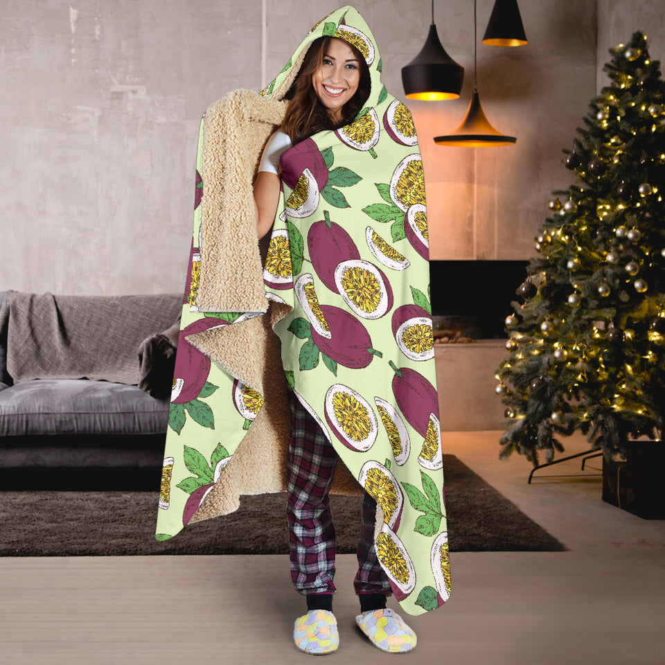 Passion Fruit Pattern Hooded Blanket
