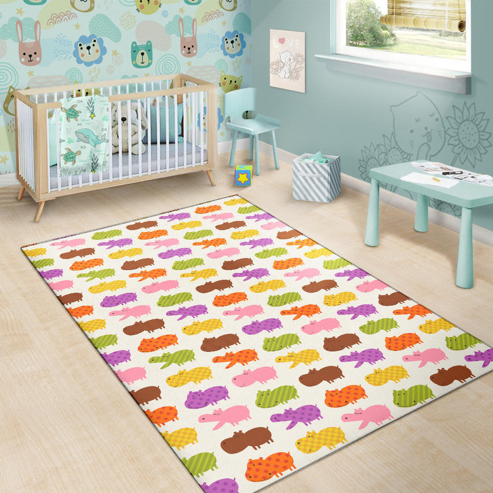 Hippopotamus Pattern Print Design 01 Area Rug