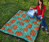 Octopus Turquoise Background Premium Quilt