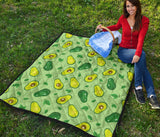 Avocado Pattern Green Background Premium Quilt