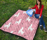 Llama Alpaca Pink Background Premium Quilt