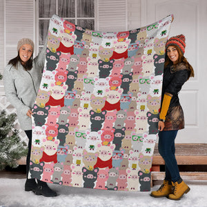 Pig Pattern Print Design 02 Premium Blanket