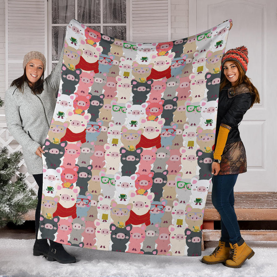 Pig Pattern Print Design 02 Premium Blanket