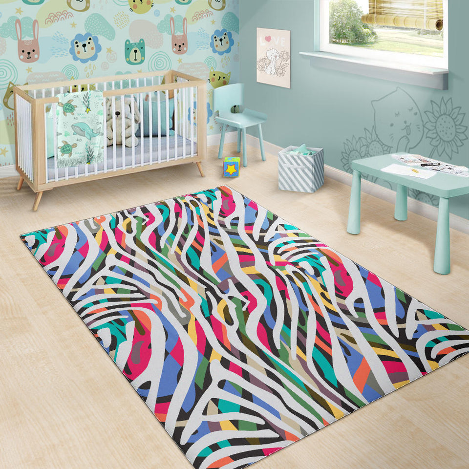 Colorful Zebra Skin Pattern Area Rug