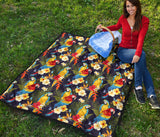 Colorful Parrot Flower Pattern Premium Quilt