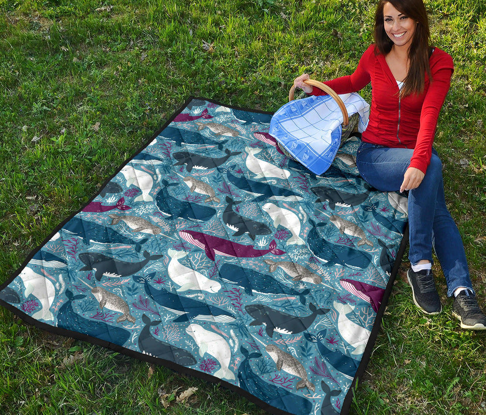Whale Design Pattern Premium Quilt