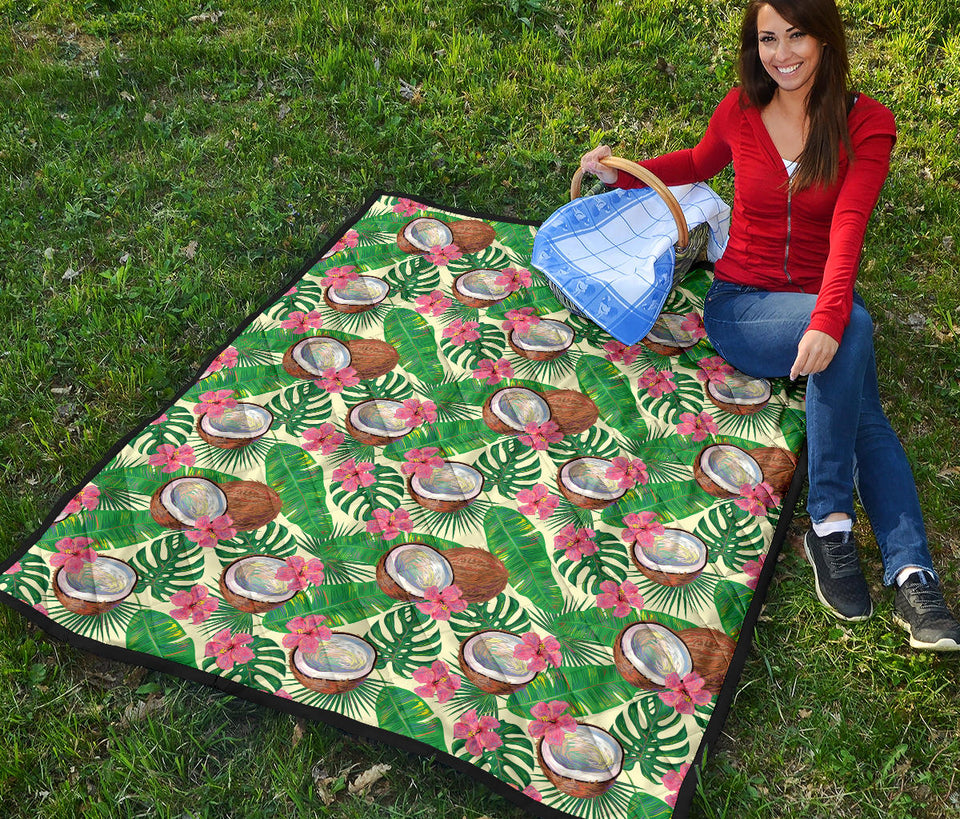 Coconut Pattern Print Design 01 Premium Quilt