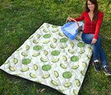 Durian Pattern Blue Background Premium Quilt