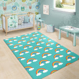 Rainbow Pattern Green Background Area Rug