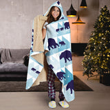 Polar Bear Winter Snow Pattern Hooded Blanket