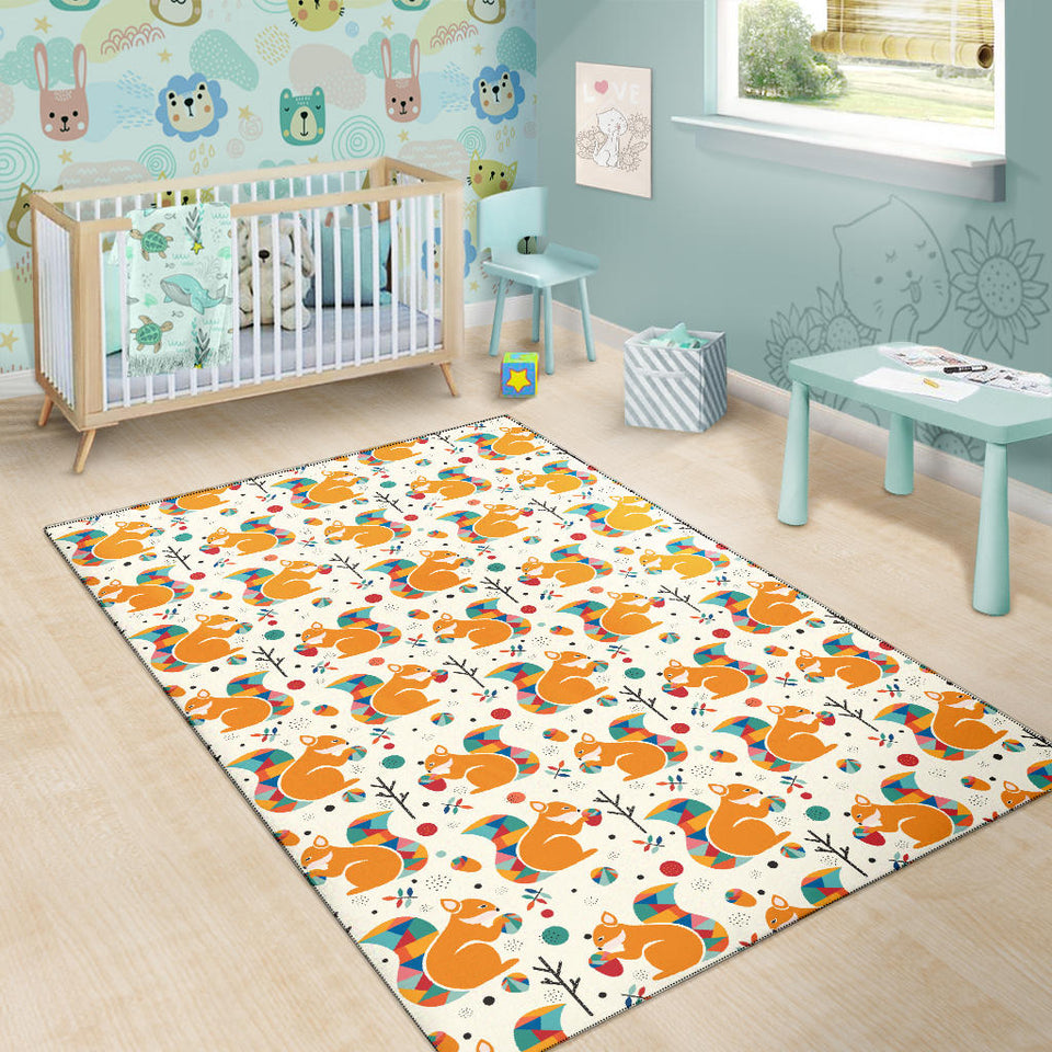 Squirrel Pattern Print Design 04 Area Rug