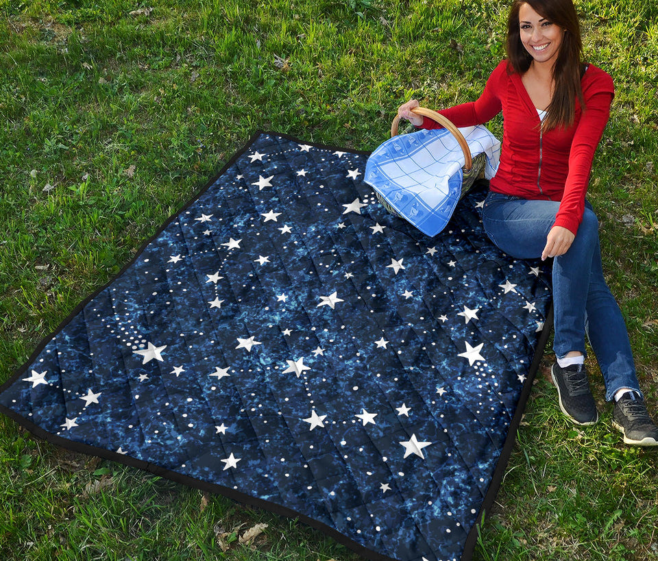 Night Sky Star Pattern Premium Quilt
