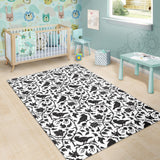 Crow Dark Floral Pattern Area Rug