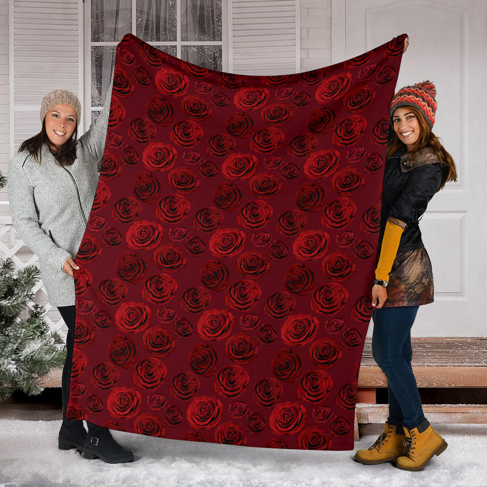 Rose Pattern Print Design 03 Premium Blanket