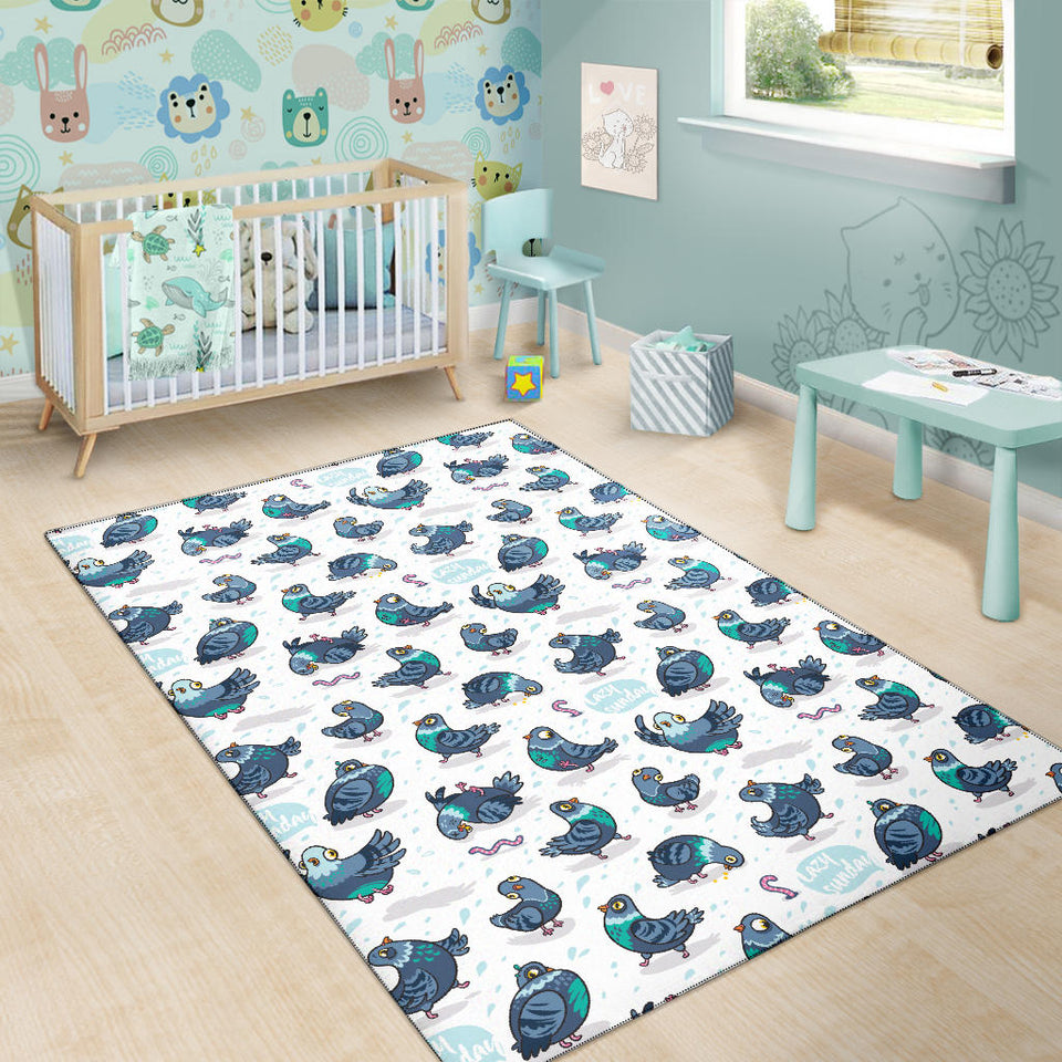 Pigeon Pattern Print Design 02 Area Rug